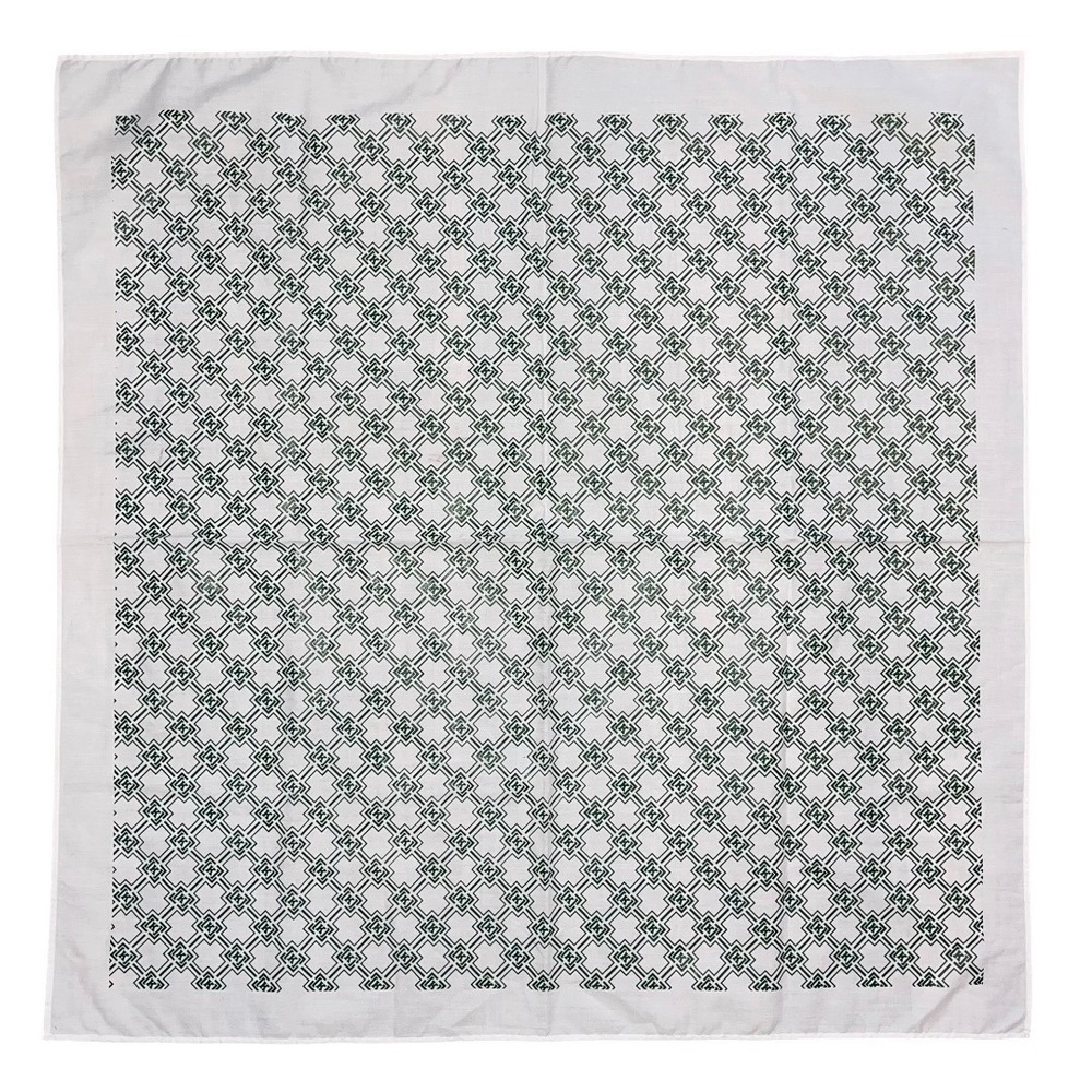 Y2K KR3W Skate Monogram Print‎ Square Scarf Bandana White Green 34x34 Krew